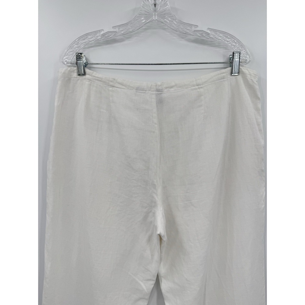 GAP Lined 100% Linen Wide Leg Drawstring Pants Size 12 White Summer Effortless - Picture 6 of 11